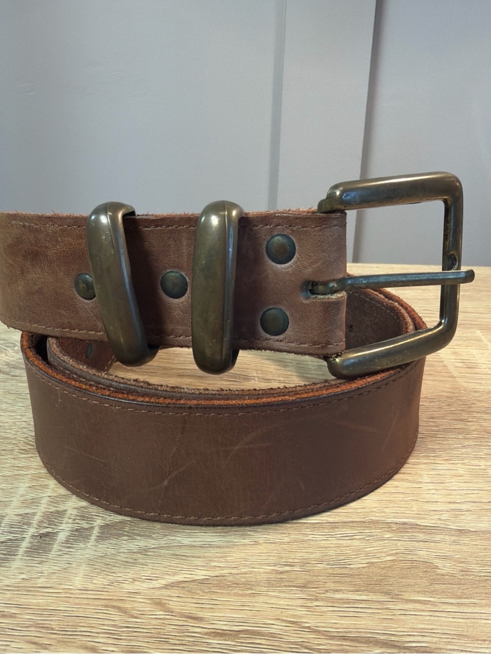 Brown Leather Belt Handmade in America Full Grain Holster Belt Work Belt Sz 38